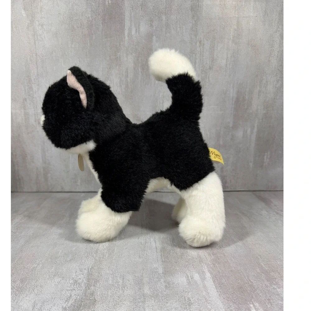 Aurora Miyoni Tuxedo Cat Plush Stuffed Animal Black White Realistic 10 Inch